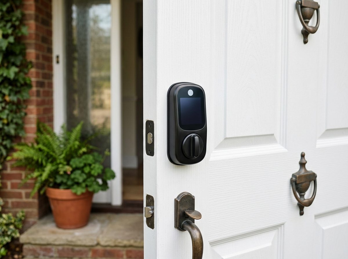 Smart lock installation on residential door
